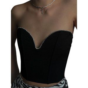 ZARA | Zara Black Tube Top with Rhinostones Heart Shape
